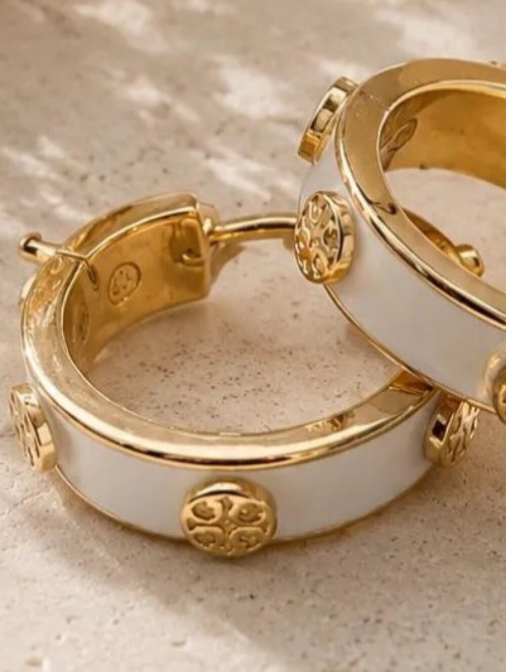 Tory Burch Miller Enamel Hoop Earrings